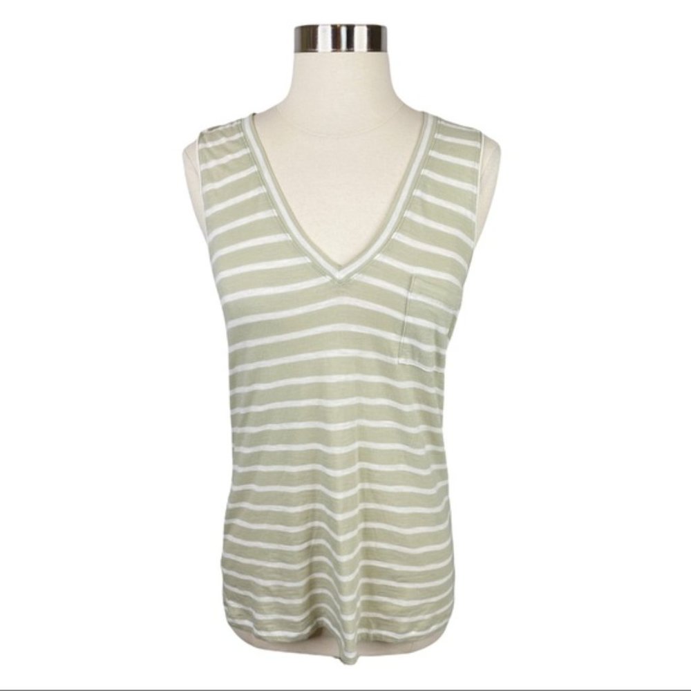 Madewell Beige & Olive Striped Sleeveless Top - Size Small